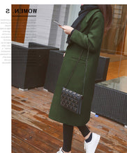 Load image into Gallery viewer, Autumn and Winter New Women&#39;s Korean Slim Was Thin Woolen Coat Pure Color Long-sleeved Temperament Long Section Casual Jacket