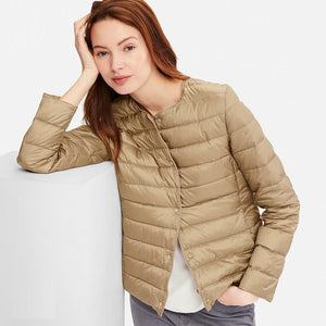 NewBang Matt Fabric Light Jacket Female Ultra Light Down Jacket Women Slim Windbreaker Without Collar Lightweight Warm Coat