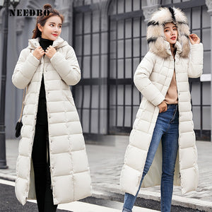 NEEDBO Down Coat women Long Down Jacket Women Winter with Hooded Down Coat Winter Oversize Doudoune Jacket Coat Lady Down Parka