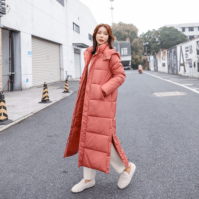 Women X-long Hooded Bakery Oversize Winter Down Coat Thick Warm Jacket Cotton Padded Wadded Parkas Big Pocket