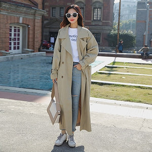 new arrival women fashion holiday comfortable loose trench coat professional OL temperament solid girls warm outdoor long trench